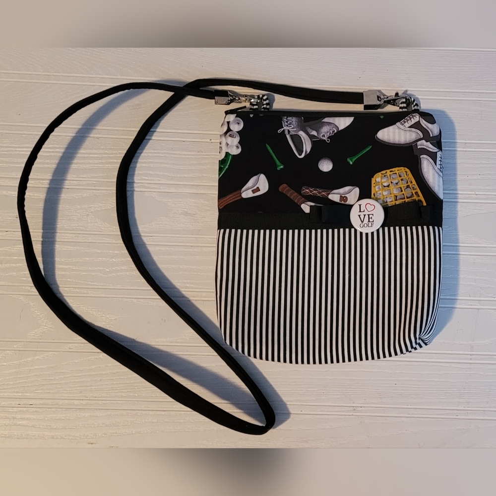 Womens Ladies Girls Sassy Sacks Crossbody I Love Golf Golfing Themed Zipper Pock